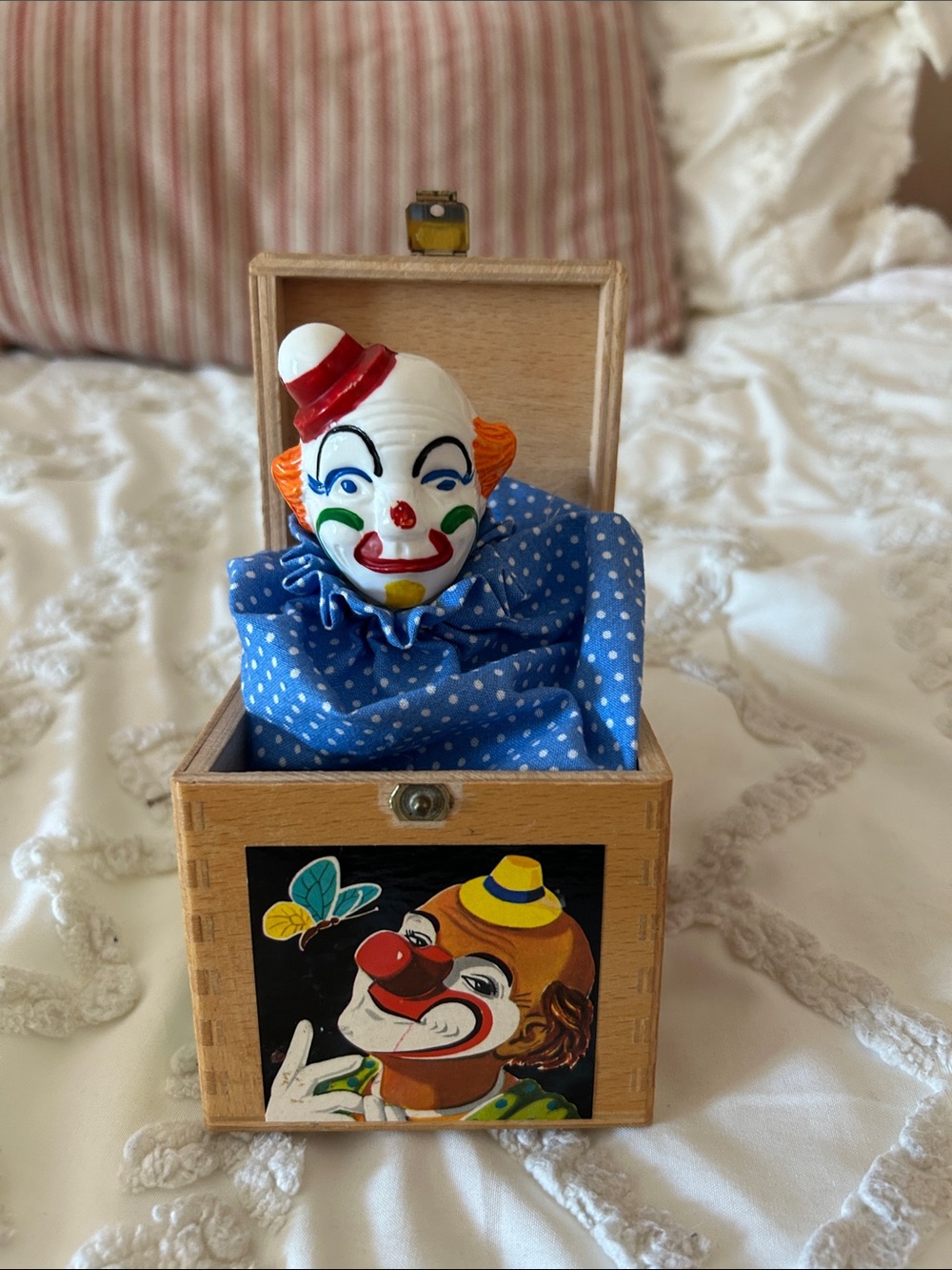 Vintage Eichhorn Clown in The Box Pop Up Clown Germany Wooden Toy